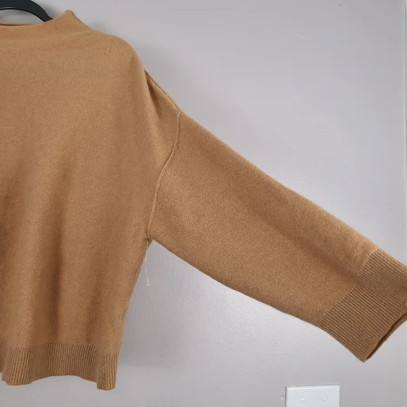 Anthropologie The Alani Cashmere Mock-Neck Sweater by Pilcro in Sand Dollar 1X - Picture 7 of 11